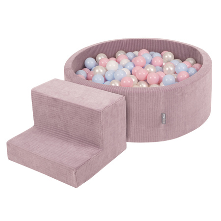 KiddyMoon Piankowy plac zabaw STRIPES PPZP-OK30VS-122 z piłeczkami Іграшка ігровий майданчик, фіолетовий: пастельний блакитно-перлинно-пудрово-рожево-білий