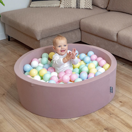 KiddyMoon Plastikowe piłeczki 7cm Zabawka zestaw kulek, pastelowy niebieski-pastelowy żółty-biały-mięta-pudrowy róż