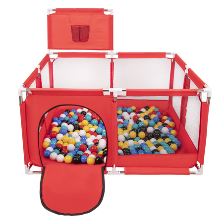 Boisko KK-100X z piłeczkami 6cm Іграшка манеж, червоний: чорний-білий-синій-червоний-жовтий-бірюзовий