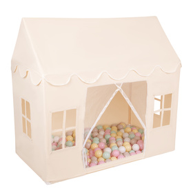 KiddyMoon Domek dla dzieci PH-001 z piłeczkami 7cm Іграшка намет для дітей, пастельний бежево-пастельний жовтий-білий-м’ята-пудрово-рожевий