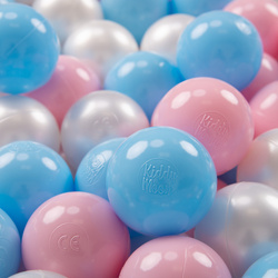 KiddyMoon Plastikowe piłeczki 7cm Іграшка набір кульок, блакитний для немовлят-пудрово-рожевий-перлина