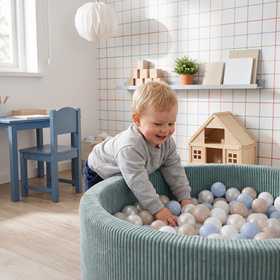 KiddyMoon Suchy basen okrągły ANAFI z piłeczkami 7cm Іграшка пінопластовий басейн, зелений