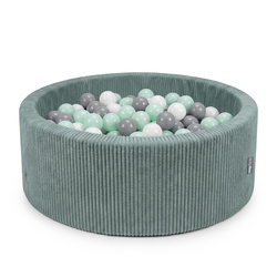 KiddyMoon Suchy basen okrągły ANAFI z piłeczkami 7cm Іграшка пінопластовий басейн, зелений