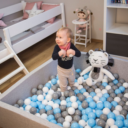 KiddyMoon Plastikowe piłeczki 6cm Іграшка набір кульок, сіро-біло-блакитний
