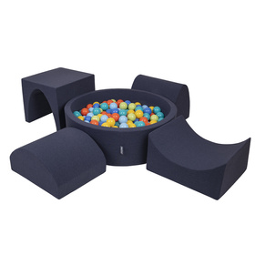 KiddyMoon Piankowy plac zabaw PPZP-OK30D-135 z piłeczkami Іграшка ігровий майданчик, темно-синій: світло-зелений-помаранчевий-бірюзовий-синій-бебі-блу-жовтий