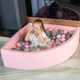 KiddyMoon Suchy basen okrągły z piłeczkami 7cm Zabawka basen piankowy, różowy: perła-szary-róż