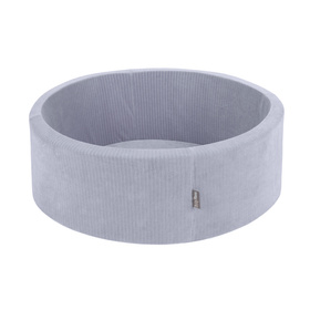 KiddyMoon Suchy basen okrągły STRIPES z piłeczkami 7 cm Zabawka basen piankowy, ciemnoszary: szary-biały-babyblue