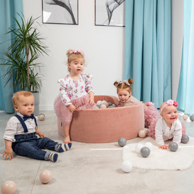 KiddyMoon Plastikowe piłeczki 7cm Zabawka zestaw kulek, pastelowy beż-szary-biały