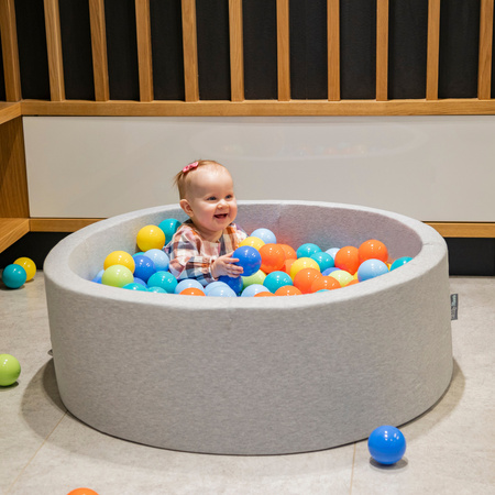 KiddyMoon Plastikowe piłeczki 7cm Zabawka zestaw kulek, jasny zielony-pomarańcz-turkus-niebieski-babyblue-żółty