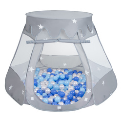 Namiot zamek NZ-100X z piłeczkami 6cm Zabawka namiot dla dzieci, szary: babyblue-niebieski-perła