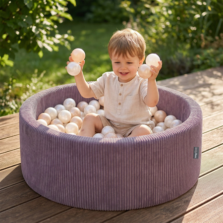 KiddyMoon Suchy basen okrągły ANAFI z piłeczkami 7cm Іграшка пінопластовий басейн, фіолетовий