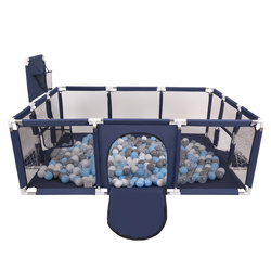 Boisko BO-100X z piłeczkami 6cm Zabawka kojec, granatowy: szary-biały-transparent-babyblue