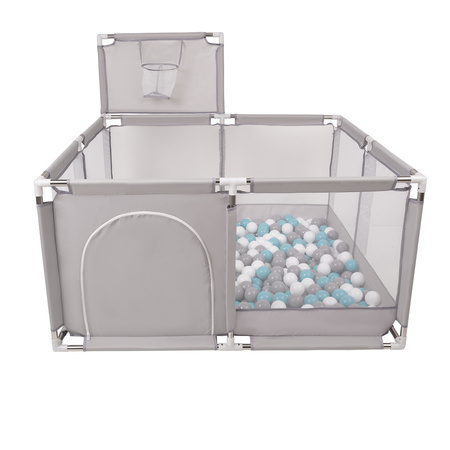 Boisko KK-100X z piłeczkami 6cm Іграшка манеж, сірий: сірий-білий-бірюзовий