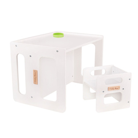 KiddyMoon Stolik + krzesło TC-001 Mebel zestaw mebelków, MDF white