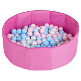 Suchy basen składany BS-100X z piłeczkami 6cm Іграшка текстильний басейн, рожевий: babyblue-пудровий рожевий-перлина