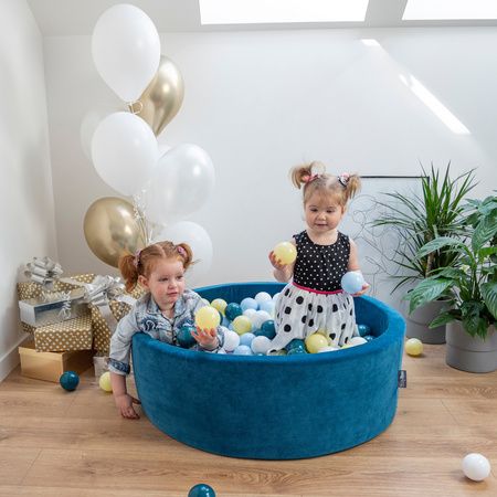 KiddyMoon Plastikowe piłeczki 7cm Zabawka zestaw kulek, pastelowy niebieski