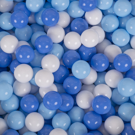 KiddyMoon Plastikowe piłeczki 7cm Zabawka zestaw kulek, biały-babyblue-niebieski