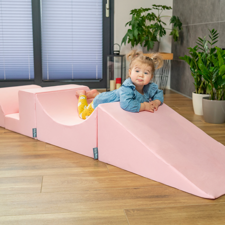 KiddyMoon Piankowy plac zabaw PPZP-OK30D-124 z piłeczkami Zabawka plac zabaw, różowy: pastelowy niebieski-pastelowy żółty-biały-mięta-pudrowy róż