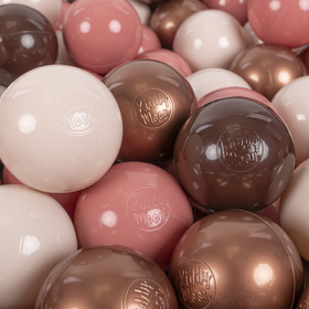 KiddyMoon Plastikowe piłeczki 7cm Zabawka zestaw kulek, brązowy-miedziany-pastelowy beż-łososiowy