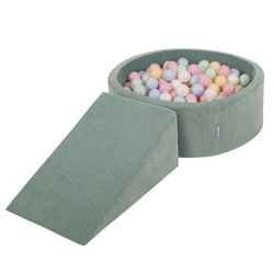KiddyMoon Piankowy plac zabaw STRIPES PPZP-OK30VS-112 z piłeczkami Іграшка ігровий майданчик, зелений: пастельно-блакитний-пастельно-жовтий-білий-м’ята-пудрово-рожевий