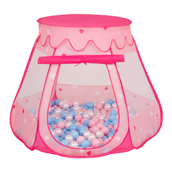 Namiot zamek NZ-100X z piłeczkami 6cm Іграшка намет для дітей, рожевий: babyblue-пудрово-рожевий-перлина