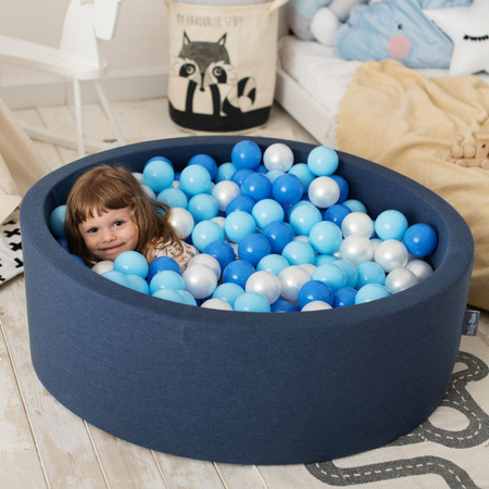 KiddyMoon Suchy basen kwadratowy z piłeczkami 7cm Іграшка пінопластовий басейн, ясно-сірий: перлово-пудрово-рожевий-сріблястий
