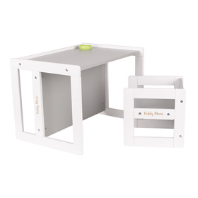 KiddyMoon Stolik + krzesło TC-002 Mebel zestaw mebelków, white/grey