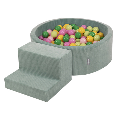 KiddyMoon Piankowy plac zabaw STRIPES PPZP-OK30VS-122 z piłeczkami Zabawka plac zabaw, zielony: jasny zielony-zielony-żółty-pudrowy róż-róż