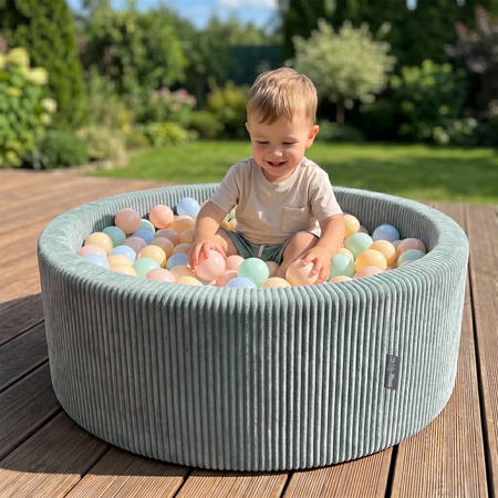 KiddyMoon Suchy basen okrągły ANAFI z piłeczkami 7cm Іграшка пінопластовий басейн, зелений