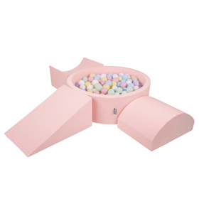 KiddyMoon Piankowy plac zabaw PPZP-OK30D-114 z piłeczkami Іграшка ігровий майданчик, рожевий: пастельний синій-пастельний жовтий-білий-м’ята-пудрово-рожевий
