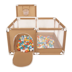 Boisko KK-100X z piłeczkami 6cm Іграшка манеж, бежевий: біло-жовтий-помаранчевий-babyblue-бірюзовий