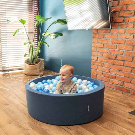 KiddyMoon Suchy basen okrągły z piłeczkami 7cm Іграшка пінопластовий басейн, рожевий: пастельний бежево-білий-перлиновий