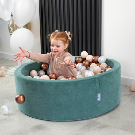 KiddyMoon Plastikowe piłeczki 7cm Zabawka zestaw kulek, pastelowy beż-miedziany-perła