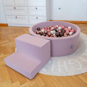 KiddyMoon Piankowy plac zabaw PPZP-OK30D-122 z piłeczkami Zabawka plac zabaw, wrzosowy: pastelowy beż-pastelowy żółty-biały-mięta-pudrowy róż