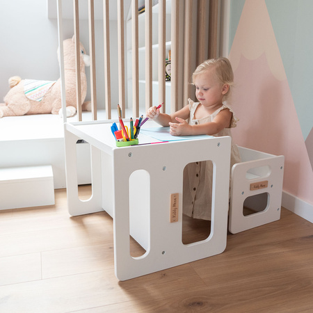 KiddyMoon Stolik + krzesło TC-001 Меблі комплект меблів, Білий МДФ