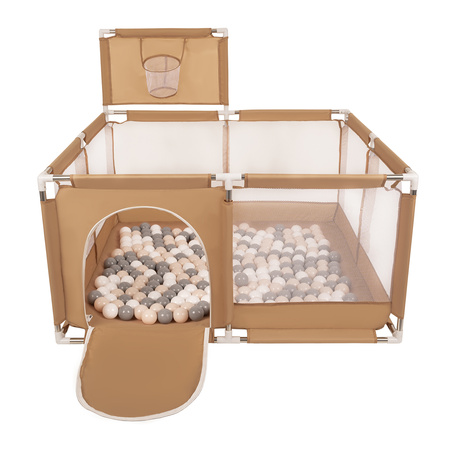 Boisko KK-100X z piłeczkami 6cm Іграшка манеж, бежевий: пастельний бежевий-сірий-білий