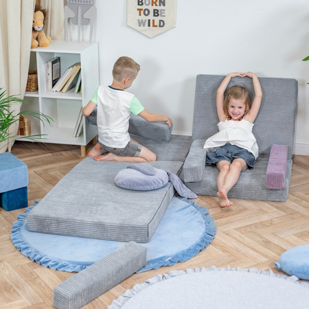 KiddyMoon MATERAC z poduszką KMMP-1650 Меблі пінопластовий, темно-сірий