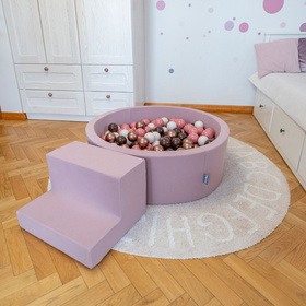 KiddyMoon Piankowy plac zabaw PPZP-OK30D-114 z piłeczkami Іграшка ігровий майданчик, вересовий: коричнево-мідний-пастельний бежево-лососевий