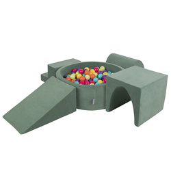 KiddyMoon Piankowy plac zabaw VELVET PPZP-OK30V-125 z piłeczkami Іграшка ігровий майданчик, зелене лісу: яскраво-зелений-жовтий-бірюзовий-помаранчевий-темно-рожевий-фіолетовий