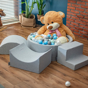 KiddyMoon Suchy basen okrągły z piłeczkami 7cm 120x30 Іграшка пінопластовий басейн, рожевий: пастельний бежевий-пастельно-жовтий-білий-м’ята-пудрово-рожевий
