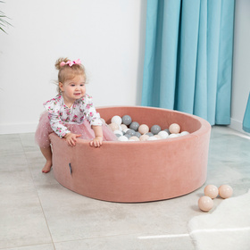 KiddyMoon Plastikowe piłeczki 7cm Zabawka zestaw kulek, pastelowy beż-szary-biały