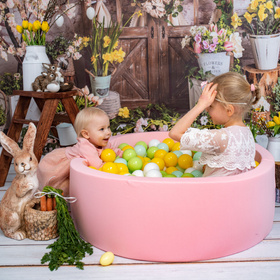 KiddyMoon Plastikowe piłeczki 7cm Zabawka zestaw kulek, jasny zielony-żółty-pudrowy róż