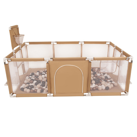  Boisko BO-100X z piłeczkami 6cm Zabawka kojec, beżowy: pastelowy beż-miedziany-biały-czarny