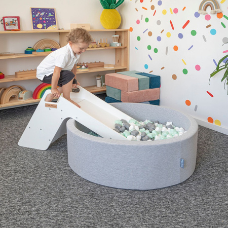 KiddyMoon Krzesełko ślizgawka 2w1 SC-002 Zabawka zjeżdżalnia, biały