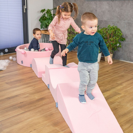 KiddyMoon Piankowy plac zabaw PPZP-OK30D-115 z piłeczkami Zabawka plac zabaw, różowy: jasny zielony-żółty-turkus-pomarańcz-ciemny róż-fiolet