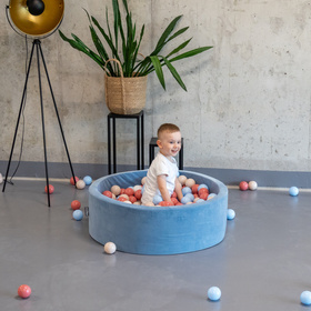 KiddyMoon Plastikowe piłeczki 7cm Іграшка набір кульок, пастельний бежево-пастельний блакитно-лососевий