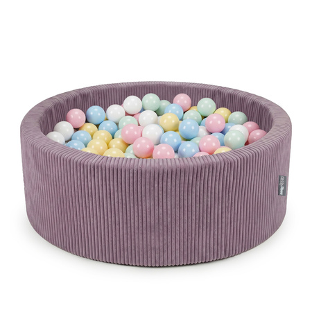 KiddyMoon Suchy basen okrągły ANAFI z piłeczkami 7cm Іграшка пінопластовий басейн, фіолетовий