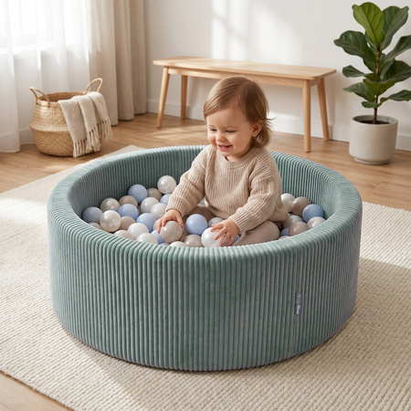 KiddyMoon Suchy basen okrągły ANAFI z piłeczkami 7cm Іграшка пінопластовий басейн, зелений