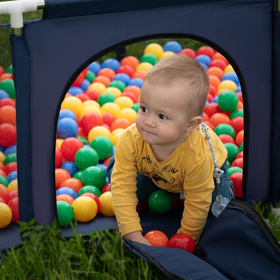  Sześciokąt składany KS-100X z piłeczkami 6cm Zabawka kojec, szary: perła-szary-transparent-pudrowy róż