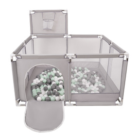Boisko KK-100X z piłeczkami 6cm Іграшка манеж, сірий: білий-сірий-м'ята